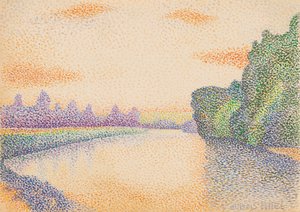 De oevers van de Marne bij zonsopgang door Albert Dubois Pillet
